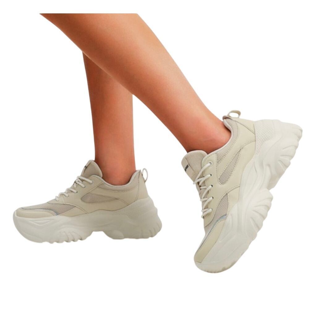 Dream Pairs Breathable Mesh Platform Sneakers White Size 8.5 - Picture 2 of 11